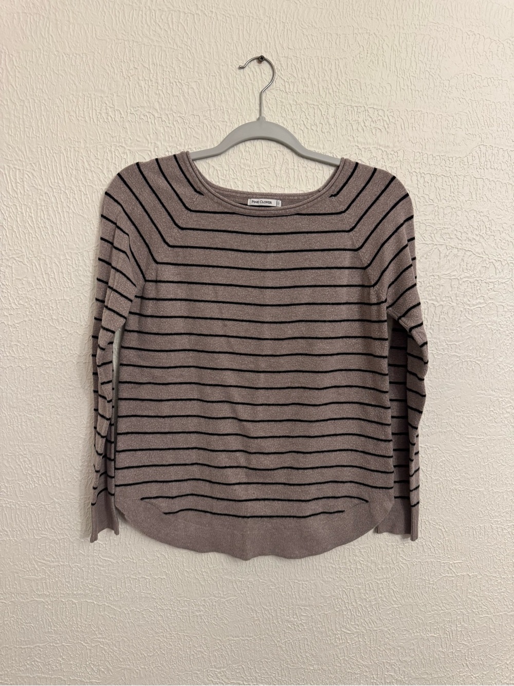 Pink Clover Mauve and Black Striped Boatneck Sweater